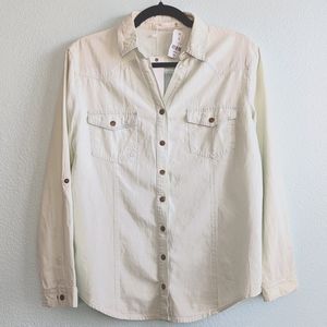 Millau, Western style shirt, Snap-button front, fringe back, mint green, size S